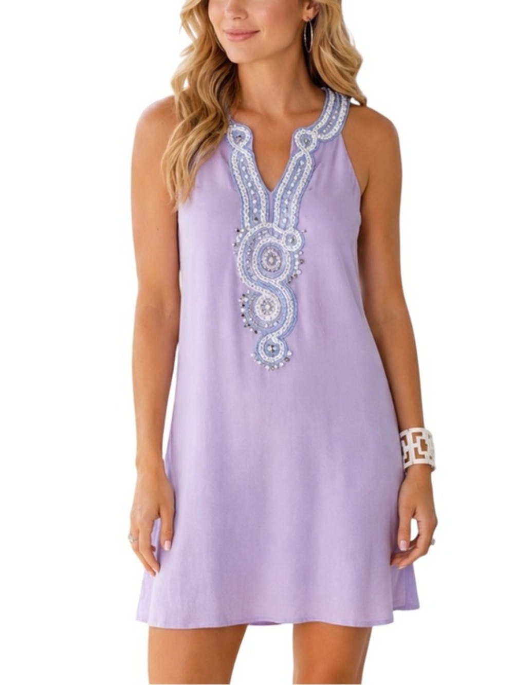 Lilly Pulitzer Valli Shift Dress Lilac Purple Beaded Neckline Party Cocktail